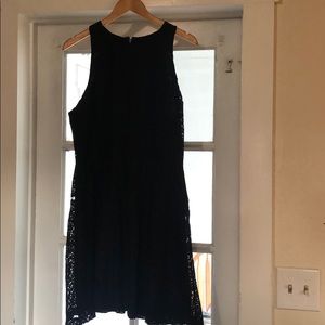 Black lace high neck dress